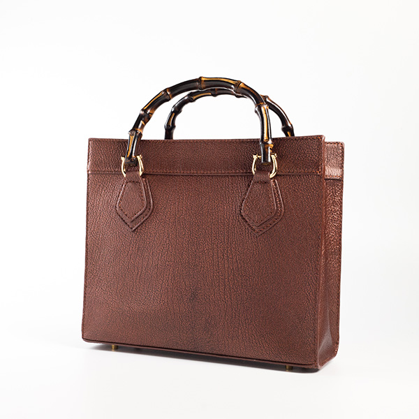 Bamboo handle tote - Burgundy - ModeTM